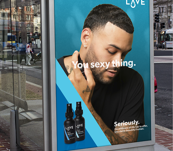 Street billboard ad for Lave face spray