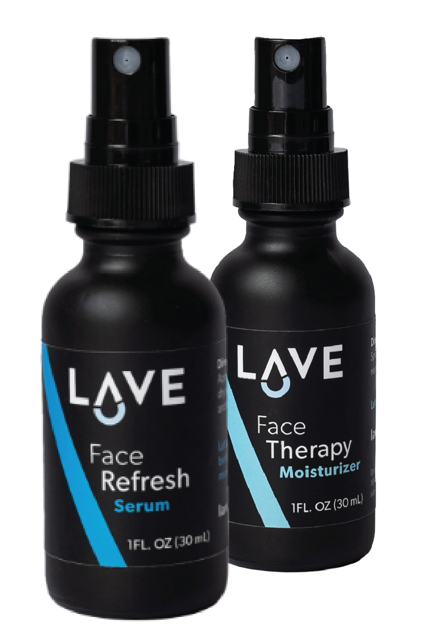 Two Lave serum and moisturizer bottles side by side